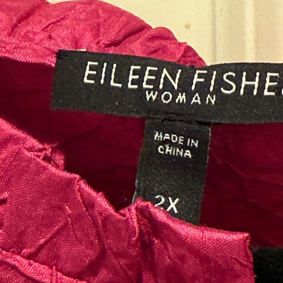 Eileen Fisher SILK Crinkle Button-Front Blouse | Pink | Textured Top Size 1X - Picture 4 of 6